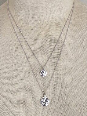 Layered Look 2-Strand Disk Pendant Necklace